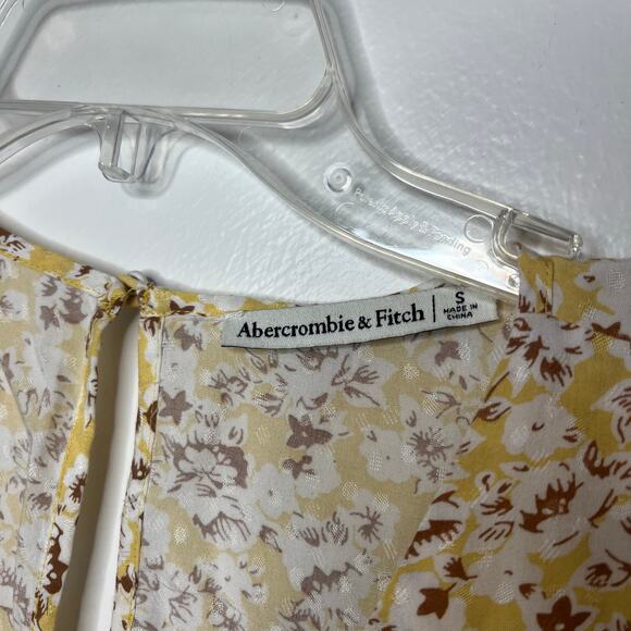 Abercrombie & Fitch Yellow Floral Mini Dress with Pockets Sz Small Sundress - Picture 6 of 15
